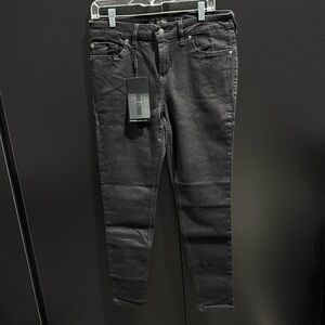 Harley Davidson High Rise skinny black denim Jean, 5 pocket,zip front,logo patch